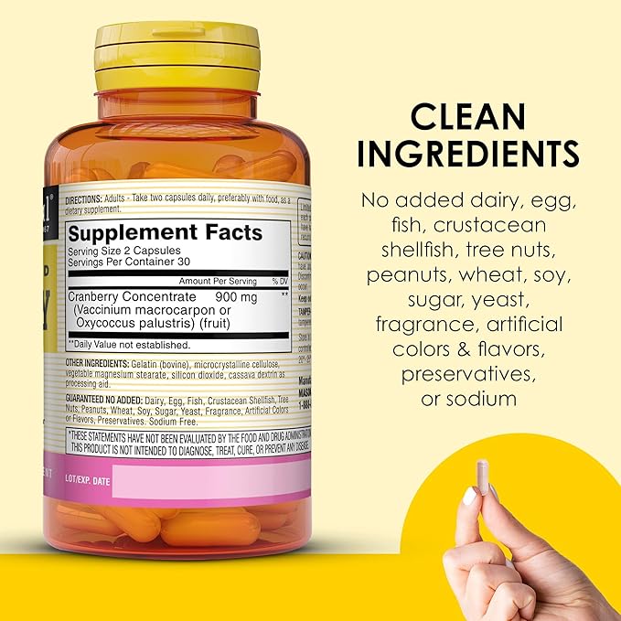 MASON NATURAL Cranberry Highly Concentrated 900 mg, 3 Month Supply, Antioxidant & Immune Health, Supports Healthy Urinary Tract, 3 Pack