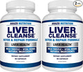 Arazo Nutrition Liver Cleanse Detox & Repair Formula – Milk Thistle Herbal Support Supplement: Silymarin, Beet, Artichoke, Dandelion, Chicory Root (Pack of 2)