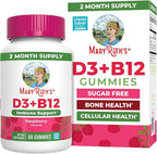 MARYRUTH'S Vitamin D3 + B12 Gummies for Ages 4+ | Sugar Free | Bone Health | Immune Support | Energy Metabolism | Cognitive Function | Vegan | Non-GMO | Gluten Free | 60 Servings | 2 Month Supply