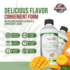 Best liquid collagen (mango flavor) US made & Lab tested sugar free premium peptides for women & men. powerful 10000 mcg Biotin+ 8000 mg hydrolyzed for anti aging glowing skin hair, nail+ joint-16floz