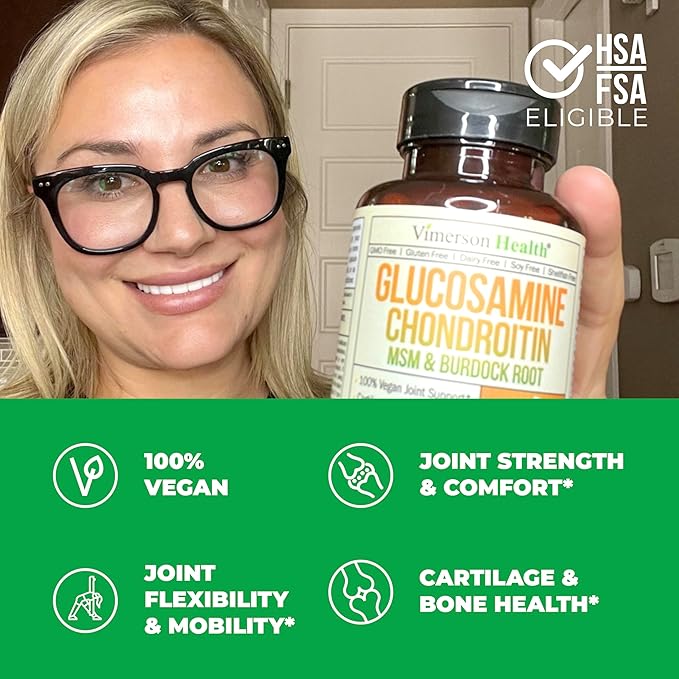 Vegan Glucosamine Chondroitin MSM Joint Support Supplement & Complete Multivitamin for Women
