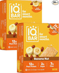 IQBAR Clean Plant Protein Bars - Banana Nut - 24 Count - Keto, Vegan, High Fiber, Gluten and Dairy Free, Low Sugar Snack - Brain and Body Nutrients for Focus, Energy, Meal Replacement