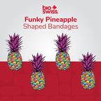 BioSwiss Bandages, Funky Pineapple Shaped Self Adhesive Bandage Set, Latex Free, Sterile Wound Care, 50 Count