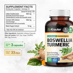 BIO KRAUTER® Turmeric Curcumin Supplement with Boswellia for Joint Support - Vegan Turmeric with Black Pepper & Boswellia Extract 100 Capsules, 33 Days of Supply, Non-GMO - Natural Digestive Support
