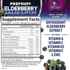 Elderberry Immune Support Gummies - 3X Strength Sambucus Elderberry Gummy with Vitamin C, D3 & Zinc - Nature’s Black Elderberry Extract - Immune Support Supplement for Adults & Kids - 60 Gummies