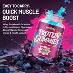 Protein Gummies, Chewable Whey Protein Supplement with L-Glycine & L-Leucine, 10g Protein for Women & Men, Muscle, Hair, Skin & Nails, 120 Count