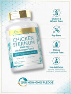 Carlyle Chicken Sternum Cartilage Collagen Capsules | Type II 3000mg | 120 Pills | Plus Hyaluronic Acid | Non-GMO, Gluten Free
