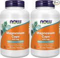 NOW Foods Supplements,Magnesium 400 mg,Enzyme Function*,Nervous System Support*,180 Veg Capsules,(Pack of 2)