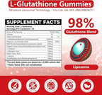 Extra Powerful 2500MG Liposomal Glutathione Gummies for skin whitening,Enhance 98% Absorption-Complex L-Cysteine,L-Glycine,Milk Thistle for Support Liver Function, Antioxidant for Aging Alleviation