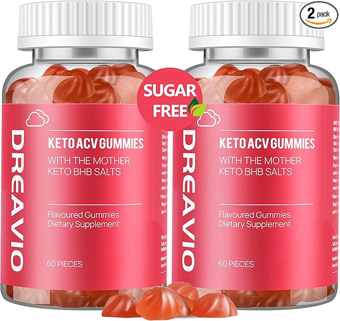 DREAVIO Keto ACV Gummies Advanced Weight Loss- Sugar Free 1000mg Apple Cider Vinegar Gummies for Women & Men, Vegan Keto Apple Cider Vinegar Supplement for Adult
