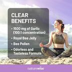 NatureWise Odorless Garlic Pills - with Royal Bee Jelly & Pollen - Herbal Supplement for Heart Health + Immune System + Antioxidants - Gluten Free, Non-GMO - 60 Softgels [2-Month Supply]