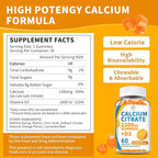(2 Pack) Calcium Citrate 1200 mg Gummies with Vitamin D3, High Absorption Calcium Supplements for Women & Men, Sugar Free, Non-GMO, Gluten Free, Supports Muscle & Immune - Orange Flavor