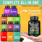 Adndale Shilajit for Men and Women. Pure Himalayan Organic Shilajit Capsules with Sea Moss Ashwagandha Rhodiola Rosea Lion’s Mane. 90 Count