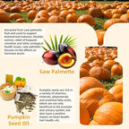 Pumpkin Seed Oil with Saw Palmetto: Pumpkin Seed Oil Gummies Extract Sugar-Free 3000mg Per Serving for Hair Growth Urinary Bladder & Prostate Health Non-GMO