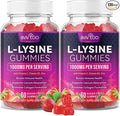 2 Pack L-Lysine 1000mg Gummies for Immune Support & Skin Health - High Potency Vegan Gummies, Sugar-Free, Natural Berry Flavor, Gluten-Free Chewable Supplement for Adults & Kids - 120 Gummiess