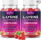 2 Pack L-Lysine 1000mg Gummies for Immune Support & Skin Health - High Potency Vegan Gummies, Sugar-Free, Natural Berry Flavor, Gluten-Free Chewable Supplement for Adults & Kids - 120 Gummiess
