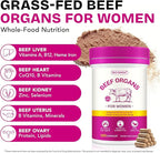 Beef Organ Supplement for Women - Grass-Fed Beef Liver, Kidney, Heart, Uterus, Ovary - Supports Female Energy & Hormone Balance - Pasture Raised in New Zealand - Iron, B12 & CoQ10 - 120 Capsules