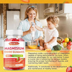 Magnesium Oxide Gummies 400mg, Chewable Magnesium Oxide Supplement for Adults & Kids, Muscle Function Support, Non-GMO, Sugar-Free, Strawberry Flavor, 60 Count