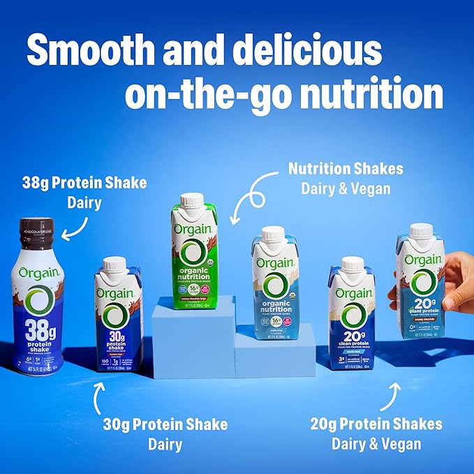 Orgain Clean Protein Shake,Grass Fed Dairy,Vanilla Bean - 20g Whey High Protein,Kosher,Ready to Drink,Low Net Carbs,Gluten Free,No Soy Ingredients,11 Fl Oz,(Pack of 24)