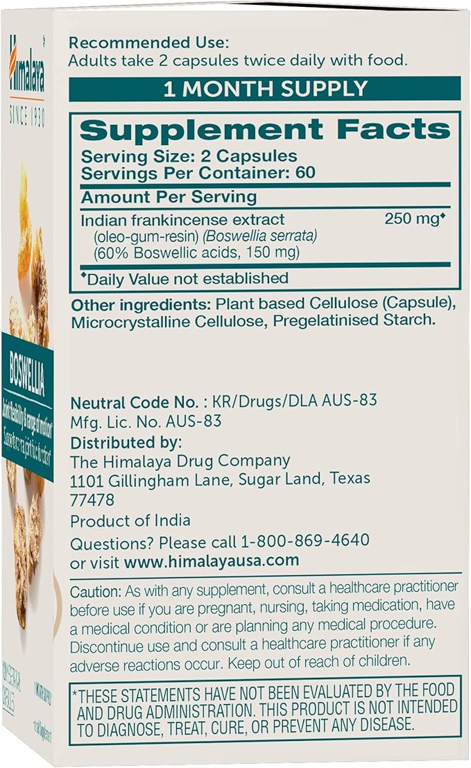 Himalaya Boswellia, Joint Support for Mobility and Flexibility, Promotes Tissue Preservation, 250 mg, 120 Capsules