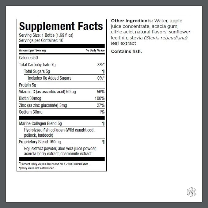 Isagenix Collagen Elixir - Drink with Marine Collagen Peptides - Support a Youthful Appearance with Vitamin C, Zinc & Biotin - 10 Bottles (1 Box)
