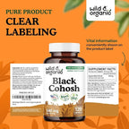 Wild & Organic Black Cohosh Capsules 540 mg - Menopause Supplements for Women - Black Cohosh Herb - 120 Days of Supply - Vegan, No Fillers, Non-GMO - 120 Count