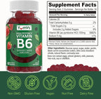 YUM-V'S Vitamin B6 Gummies - High Potency Vitamin B6 100mg - Strawberry Flavor B6 Vitamins Gummies - Nerve & Immune Function, Non GMO Kosher, 60 Count