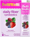 Belli Welli Daily Fiber Supplement Packets with Collagen, Probiotics & Electrolytes | Single Serve Packets for Gut Health, Digestion & Debloating | Wild Berry | 10 Count