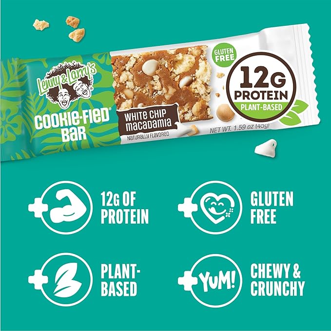 Lenny & Larry's Cookie-fied Protein Bar – White Chip Macadamia Vegan Protein Bars 9x45g – Healthy Snacks with 12g Plant Protein & 5g Fiber – Gluten-Free Power Bar, Non-GMO & Vegan