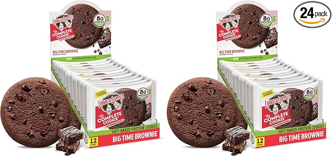 Lenny & Larry's Complete Protein Cookie,[Big Time Brownie],Chewy Soft Baked,16g Plant Protein,Vegan,Non-GMO,High Fiber,[2 Ounce] Cookie,(Pack of 24)