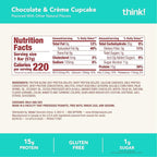 think! Protein Bars, High Protein Snacks, Gluten Free, Kosher Friendly, Sweet Treat, Chocolate & Creme Cupcake, 10 Count (Packaging May Vary)