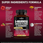 NEW AGE D-Mannose with Cranberry & Hibiscus - High Strength for Urinary Tract Health - Supplement for Women - Bladder, Liver & Microflora Support - Made in USA - Vegan, 120 Capsules