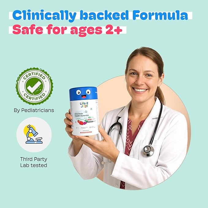 Little Joys DHA Omega 3 Brain Gummies for Kids | for Toddlers Aged 2-6 Years | 30-Day Pack | Plant Based, Sugar Free Omega 3 Supplements | Multivitamin Gummies for Kids | Travel-Friendly