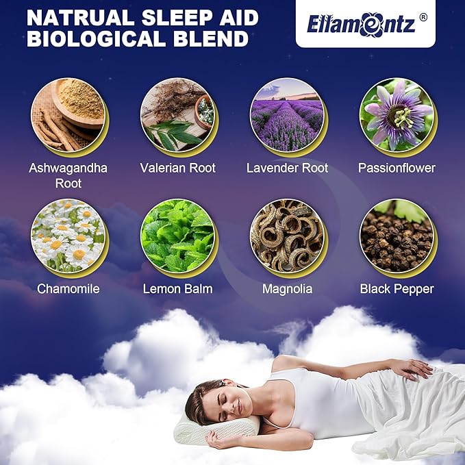 Sleep Gummies Melatonin Free with Magnesium Glycinate, L-Tryptophan, GABA, L-Theanine, Ashwagandha, Natural Sleep Aid Calm Relax Gummy No Melatonin for Adults Extra Strength without Melatonin, 60Cts