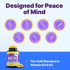 InnovixLabs Vitamin D3 K2-5000 IU Vitamin D3 Plus 600 mcg Vitamin K2 MK4 and MK7 for Max Calcium Absorption, Supports Bone, Immune, Heart Health, 3rd Party Tested, Gluten Free, 60 Softgels (Pack of 2)