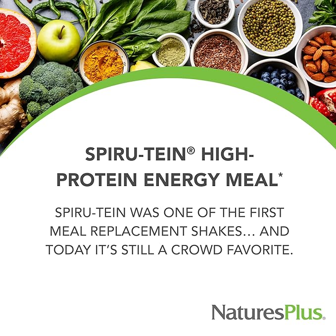 NaturesPlus SPIRU-TEIN, Cookies & Cream - 2.3 lbs - Plant-Based Protein Shake - Non-GMO, Vegetarian, Gluten Free - 30 Servings