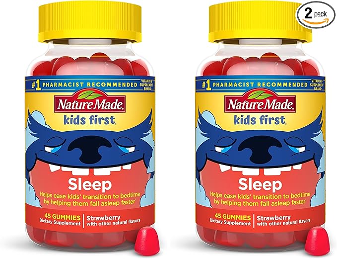 Nature Made Kids First Sleep Melatonin Gummies,100% Drug-Free Sleep Aid,Kids-Sleep Gummies for Restful-Sleep,45 Count (Pack of 2)