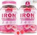 Iron Bisglycinate 26mg Filled Gummies- Gentle Beet Root Iron Gummy plus Vitamin C, Supplement Iron with B12 & Folate for Women & Men, Iron Deficiency, Immune & Energy Support, Sugar-Free, Vegan,120Cts