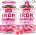 Iron Bisglycinate 26mg Filled Gummies- Gentle Beet Root Iron Gummy plus Vitamin C, Supplement Iron with B12 & Folate for Women & Men, Iron Deficiency, Immune & Energy Support, Sugar-Free, Vegan,120Cts