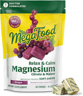 MegaFood Relax + Calm Magnesium Complex with Magnesium Citrate & Malate for Heart Health, Muscle Tension & More – Doctor Formulated - Vegetarian – Grape Flavor - 30 Soft Chews (15 Servings)