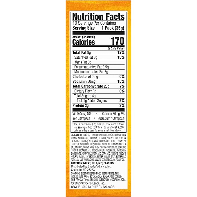 Lance Sandwich Crackers, Toasty Cheddar, 10 Individually Wrapped Packs, 6 Sandwiches Each