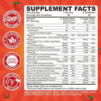 Iron Gummies for Kids & Teens, Kids Multivitamin with Iron Supplement, Calcium, Folate, Zinc, Prebiotic - for Blood Builder & Energy Support, Iron Deficiency - Vegan & Non-GMO - 60 Count Strawberry
