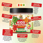 Bear Bites Gummies-Plant Based Kids Protein Gummy– Vegan, Sugar-Free, Gluten-Free, Vitamin C – Immunity Booster, Protein Snacks –Tasty Apple, Peach, Mango Flavors –90 Count –No Artificial Flavors