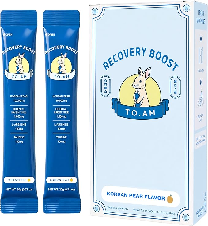 TO. AM Recovery Boost Jelly Stick | Better Mornings After Every Night Out | Korean Pear 10,000mg + DHM 1,000mg | Liver Support + Electrolytes | Pre & Post Drink | Made in Korea | 10 Count