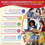 Kids, Teens & Adults Focus Gummies - Lions Mane Mushroom + Saffron + Algae Omega-3, 24-IN-1 Attention Supplement with Chaga, Magnesium, Methylated B12, B6 for Brain, Memory, Energy, Sugar Free, 2Pack