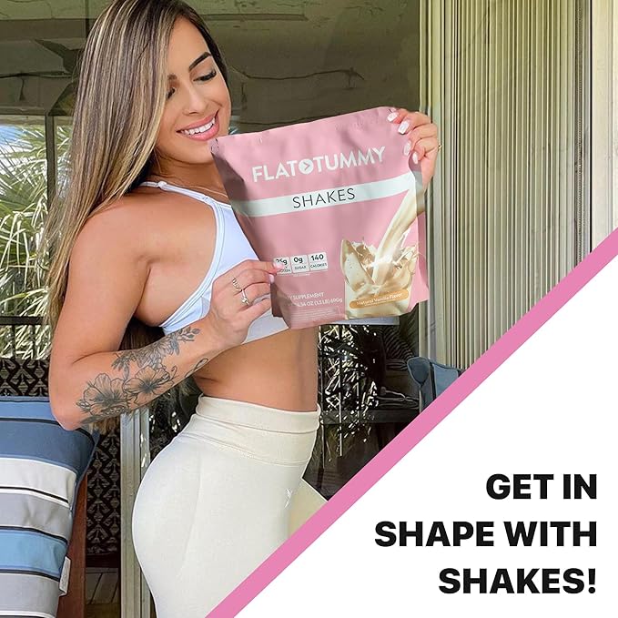 Flat Tummy Shakes - Vanilla, 20 Servings – Post GLP-1 Protein Supplement, High Protein, Zero Sugar, Keto-Friendly Meal Replacement with Clinically Studied Morosil®