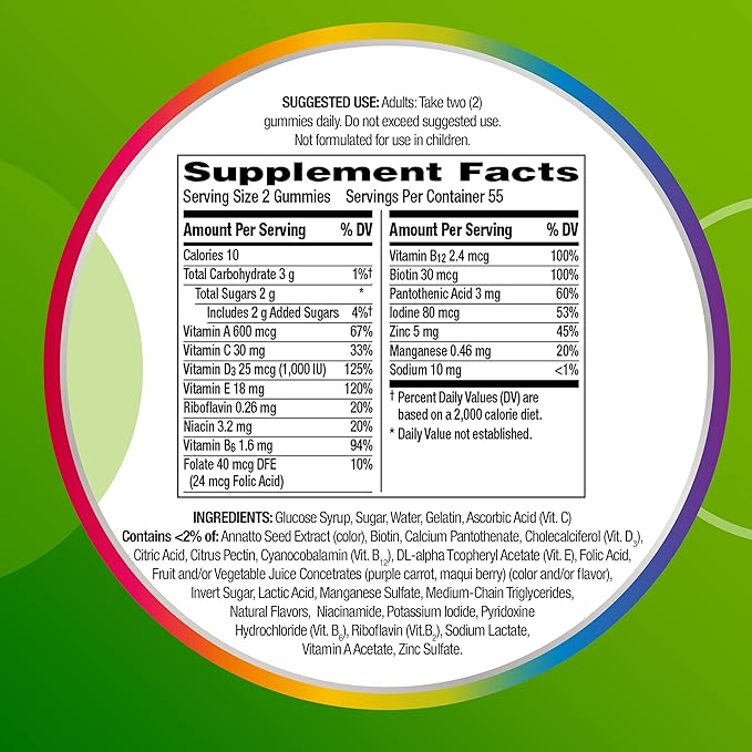 Centrum MultiGummies Gummy Multivitamin for Adults, Multivitamin/Multimineral Supplement with Vitamins D, B and E, Assorted Fruit Flavor - 18 Count
