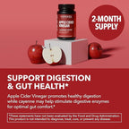 Apple Cider Vinegar Capsules with Cayenne Pepper - Bloating Relief and Appetite Suppressant - 500mg ACV and 20mg Capsicum Annuum Per Serving Unflavored - 60 Count - Vegan, Non-GMO - 2 Month Supply