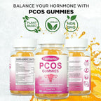 PCOS Gummies for Women Menstrual Cycle & Hormonal Balance, 60 Count Ovarian Support Gummies with Myo-Inositol, Folate and Vitamins, Orange Flavor PCOS Vitamins Gummies Helps Fertility and Ovulation