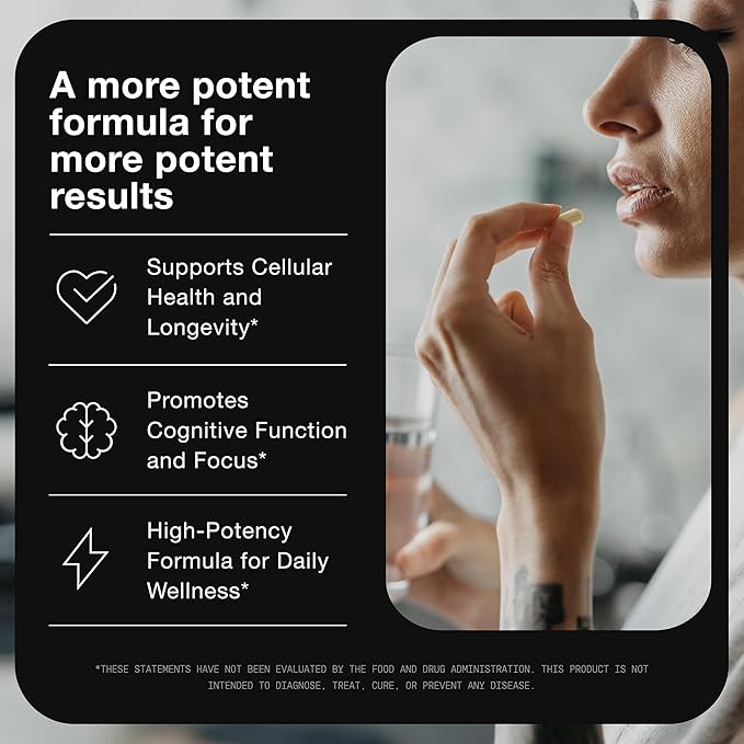 Toniiq Liposomal NAD+ and Resveratrol Supplement - 1500mg Ultra High Strength NAD Supplement - Clinically Studied Ingredients with Patented RiaGev-WS™, Resveratrol, and Niacin - 60 Capsules